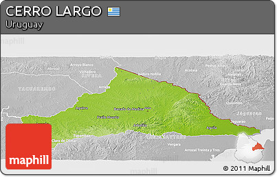 Physical Panoramic Map of CERRO LARGO, lighten, desaturated