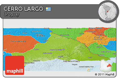 Physical Panoramic Map of CERRO LARGO, political outside