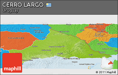 Physical Panoramic Map of CERRO LARGO, political outside