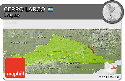 Physical Panoramic Map of CERRO LARGO, semi-desaturated