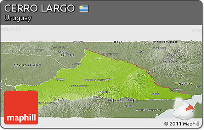 Physical Panoramic Map of CERRO LARGO, semi-desaturated