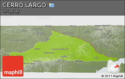Physical Panoramic Map of CERRO LARGO, semi-desaturated