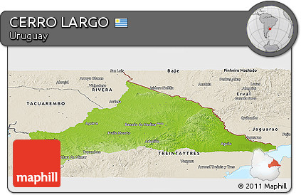 Physical Panoramic Map of CERRO LARGO, shaded relief outside