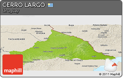 Physical Panoramic Map of CERRO LARGO, shaded relief outside