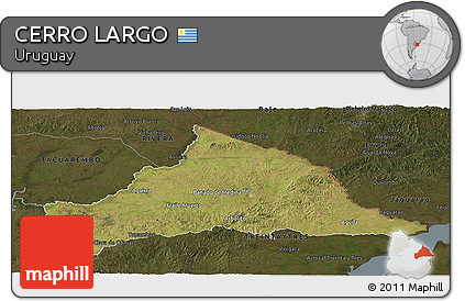 Satellite Panoramic Map of CERRO LARGO, darken