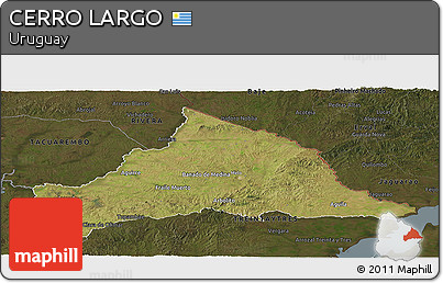 Satellite Panoramic Map of CERRO LARGO, darken