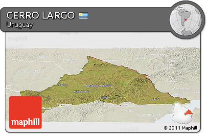 Satellite Panoramic Map of CERRO LARGO, lighten