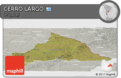 Satellite Panoramic Map of CERRO LARGO, lighten, semi-desaturated