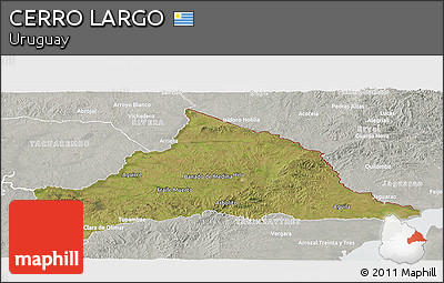 Satellite Panoramic Map of CERRO LARGO, lighten, semi-desaturated