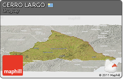 Satellite Panoramic Map of CERRO LARGO, lighten, semi-desaturated
