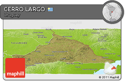 Satellite Panoramic Map of CERRO LARGO, physical outside