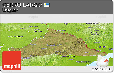 Satellite Panoramic Map of CERRO LARGO, physical outside