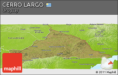 Satellite Panoramic Map of CERRO LARGO, physical outside
