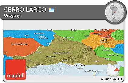 Satellite Panoramic Map of CERRO LARGO, political outside
