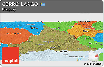 Satellite Panoramic Map of CERRO LARGO, political outside