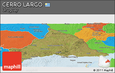 Satellite Panoramic Map of CERRO LARGO, political outside