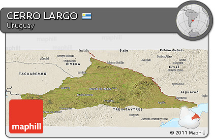 Satellite Panoramic Map of CERRO LARGO, shaded relief outside
