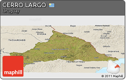 Satellite Panoramic Map of CERRO LARGO, shaded relief outside