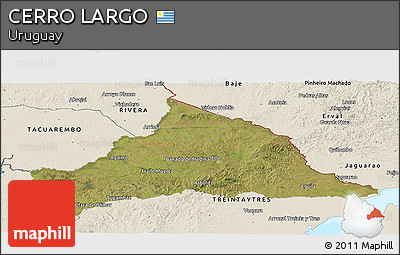 Satellite Panoramic Map of CERRO LARGO, shaded relief outside