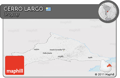 Silver Style Panoramic Map of CERRO LARGO, single color outside