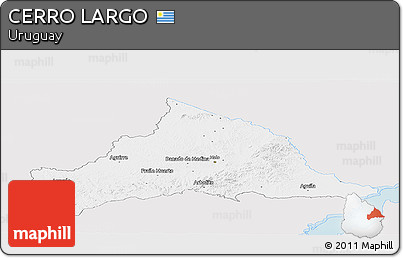 Silver Style Panoramic Map of CERRO LARGO, single color outside