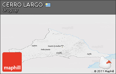 Silver Style Panoramic Map of CERRO LARGO, single color outside