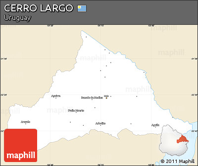 Classic Style Simple Map of CERRO LARGO, single color outside