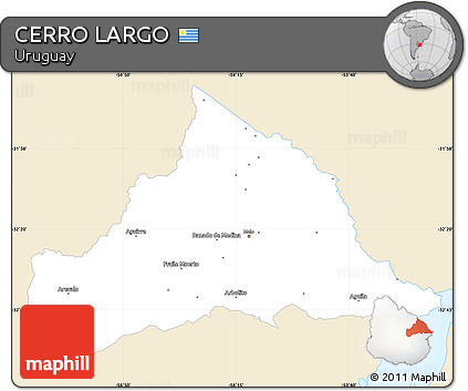 Classic Style Simple Map of CERRO LARGO, single color outside