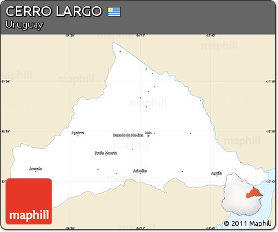 Classic Style Simple Map of CERRO LARGO, single color outside