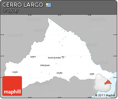 Gray Simple Map of CERRO LARGO, single color outside