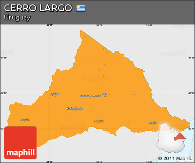 Political Simple Map of CERRO LARGO, single color outside