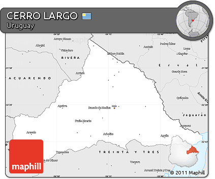 Silver Style Simple Map of CERRO LARGO