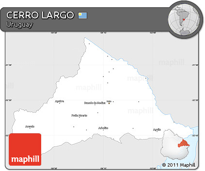Silver Style Simple Map of CERRO LARGO, single color outside