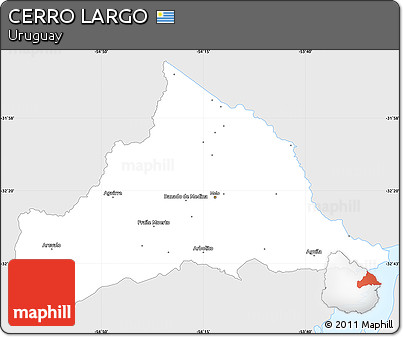 Silver Style Simple Map of CERRO LARGO, single color outside