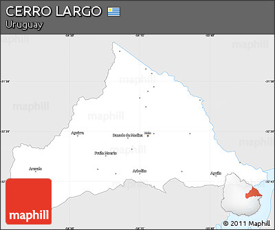 Silver Style Simple Map of CERRO LARGO, single color outside