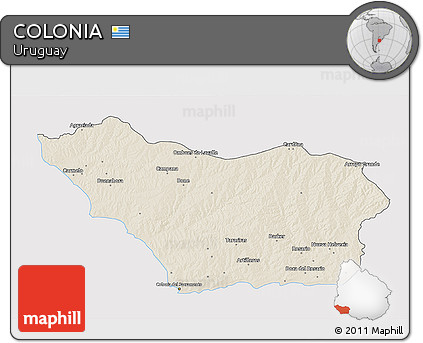 Shaded Relief 3D Map of COLONIA, cropped outside