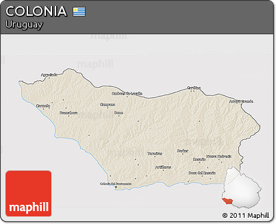 Shaded Relief 3D Map of COLONIA, cropped outside