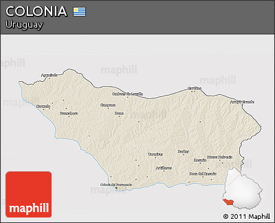 Shaded Relief 3D Map of COLONIA, cropped outside