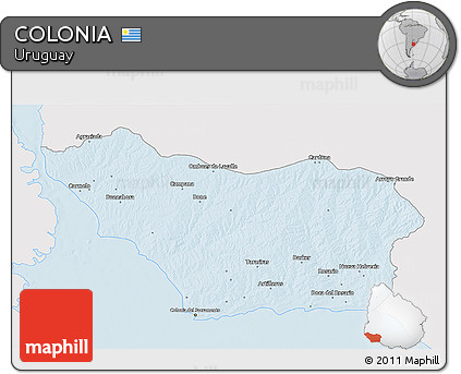 Silver Style 3D Map of COLONIA, single color outside