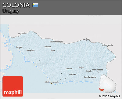 Silver Style 3D Map of COLONIA, single color outside