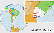 Political Location Map of COLONIA, highlighted country, within the entire country