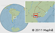 Savanna Style Location Map of COLONIA, within the entire country, hill shading