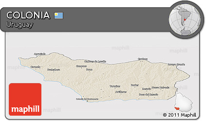 Shaded Relief Panoramic Map of COLONIA, cropped outside
