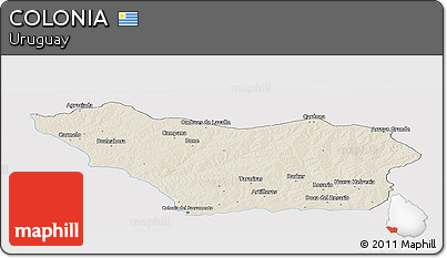 Shaded Relief Panoramic Map of COLONIA, cropped outside