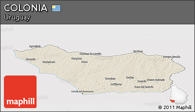 Shaded Relief Panoramic Map of COLONIA, cropped outside