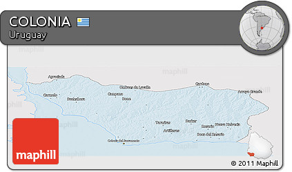 Silver Style Panoramic Map of COLONIA, single color outside