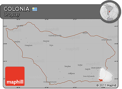 Gray Simple Map of COLONIA, cropped outside