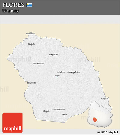 Classic Style 3D Map of FLORES, single color outside