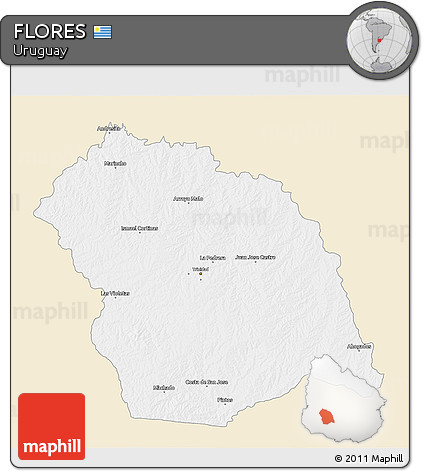 Classic Style 3D Map of FLORES, single color outside