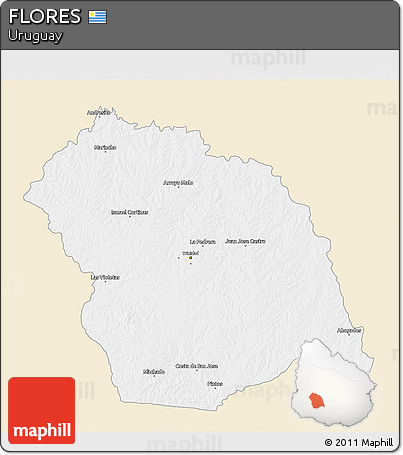 Classic Style 3D Map of FLORES, single color outside